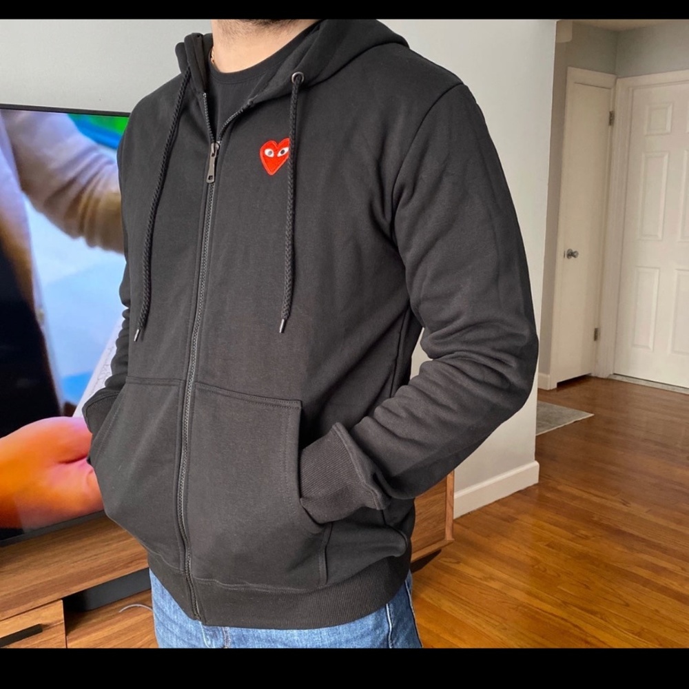 Comme Des Garcons Zip-Up Hoodie Black